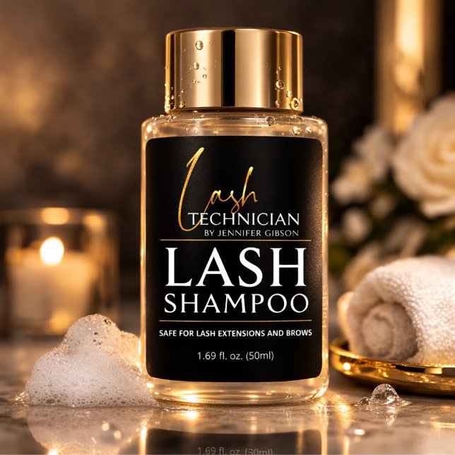 Black & Gold Lash Tech Shampoo Aufkleber | Luxus (Von Creator hochgeladen)