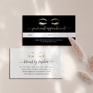 Black & Gold Lashes & Brows Terminkarten Terminkarte