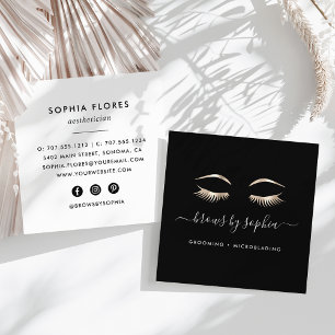 Black & Gold Lashes Quadratische Visitenkarte