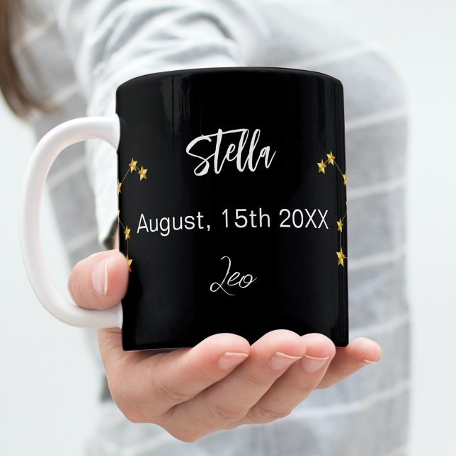 Black Gold Leo Sternkonstellation Geburtstag Kaffeetasse (Von Creator hochgeladen)