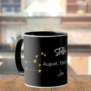 Black Gold Leo Sternkonstellation Geburtstag Tasse
