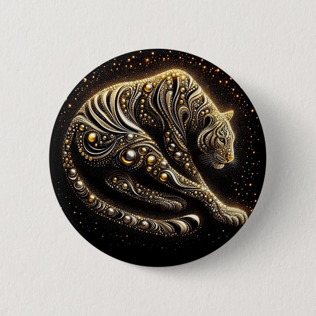 Black & Gold Leopard Button (Vorderseite)