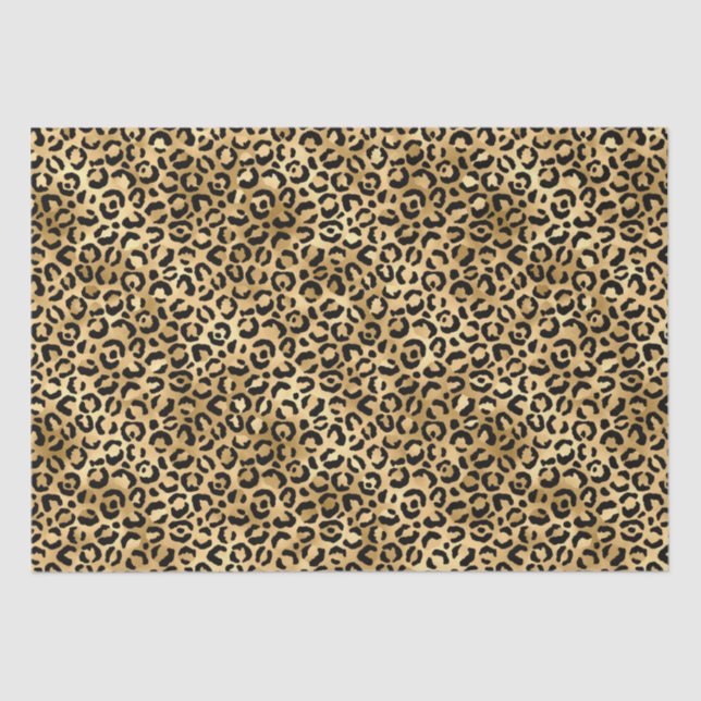 Black Gold Leopard Cheetah Animal Print Seidenpapier (Vorderseite)
