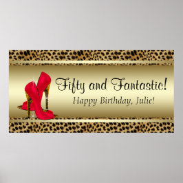 Black Gold Leopard Geburtstagsparty-Banner Poster
