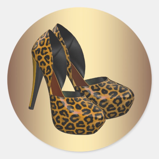 Black Gold Leopard High Heel Sticker (Vorderseite)