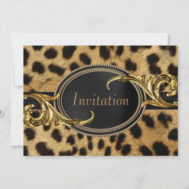 Black Gold Leopard Jeder Anlass Party Einladung (Vorderseite)