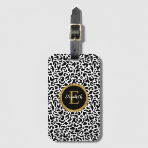 Black Gold Leopard Monogram Gepäckanhänger