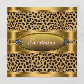 Black Gold Leopard Party Einladung