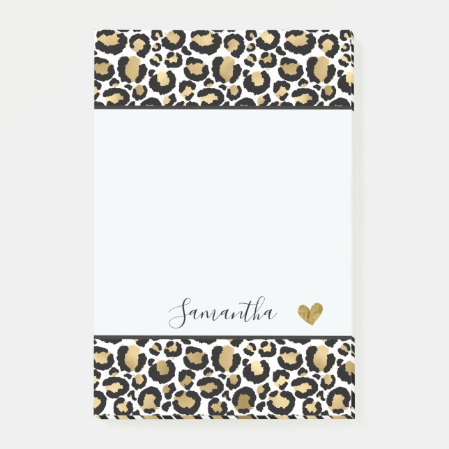 Black Gold Leopard Post-it Klebezettel (Vorderseite)