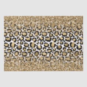 Black Gold Leopard Print Glitz Seidenpapier