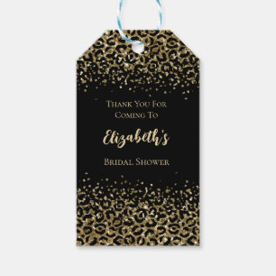 Black Gold Leopard Print Glitzer Brautparty Geschenkanhänger