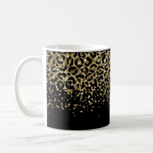 Black Gold Leopard Print Glitzer Overlay Trendy Kaffeetasse
