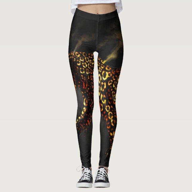 Black Gold Leopard Print Leggings & Yoga Pants (Vorderseite)