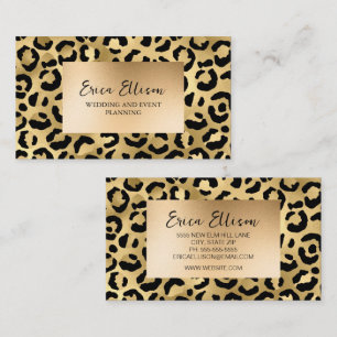 Black Gold Leopard Print Wedding Event Visitenkarte