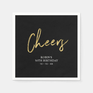 Black & Gold   Lettering Erwachsenen-Geburtstagsfe Serviette