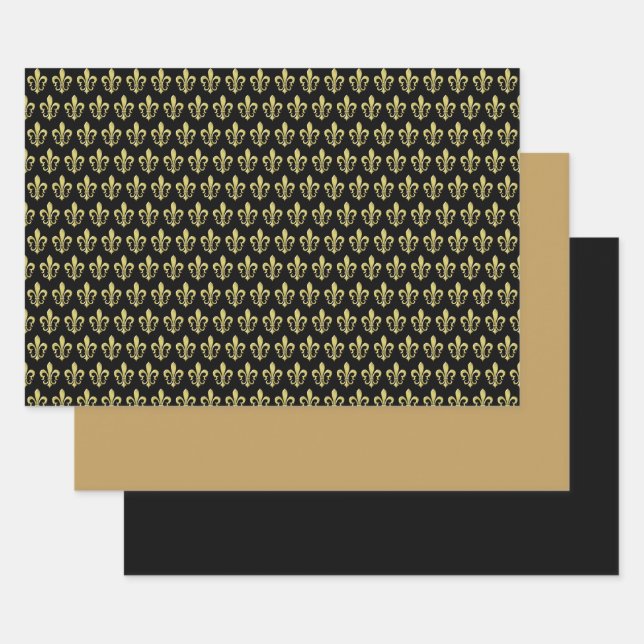 Black Gold Lilie French Wrapping Sheet Set Geschenkpapier Set (Set)