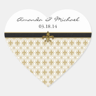 Black Gold Lilie Heart Stickers