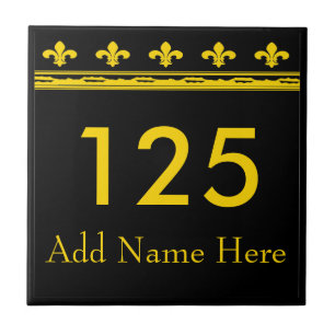 Black & Gold Lilie Letters & Numbers Fliese