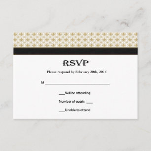 Black Gold Lilie Wedding RSVP Cards Karte