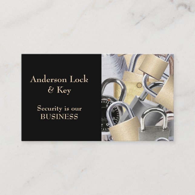 Black Gold Locksmith Business Card Visitenkarte (Vorderseite)