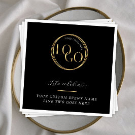 Black & Gold Logo Corporate Business Event Branded Serviette