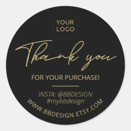 Black & Gold-Logo-Paket Vielen Dank Runder Aufkleber