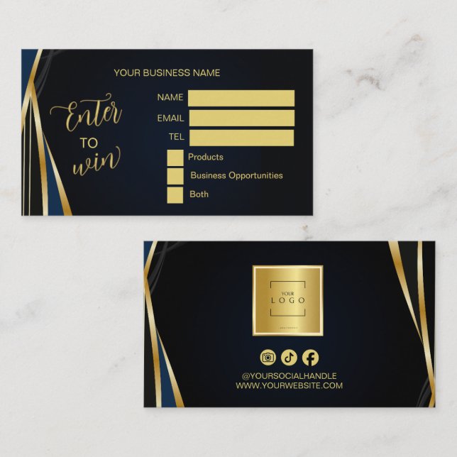 Black gold Logo Raffle Enter to Win Ticket (Vorne/Hinten)