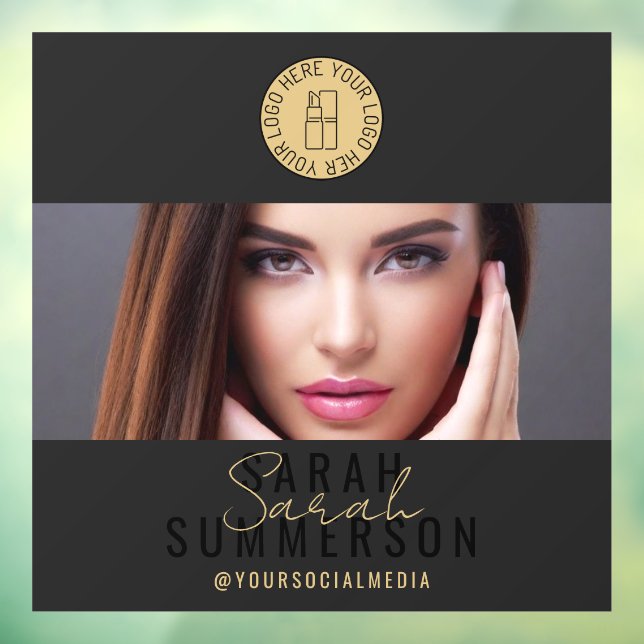 Black Gold Logo Social Media Makeup Studio Fensteraufkleber (Blatt 3)