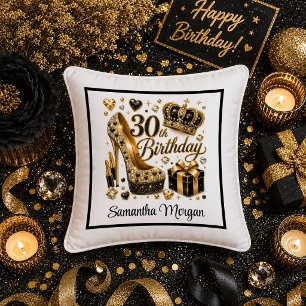 Black Gold Luxe 30. Geburtstag Party Kissen