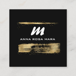 *~* Black Gold Luxe QR AP65 Gold Glitzer Quadratische Visitenkarte