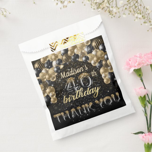 Black Gold Luxury 40. Geburtstag Personalisiert Geschenktütchen (Versiegelt)
