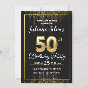 Black Gold Luxury 50. Geburtstag Einladung