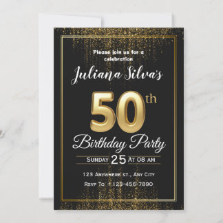 Black Gold Luxury 50. Geburtstag Einladung