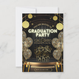 Black & Gold Luxury Abschluss Einladung Party