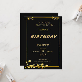 Black Gold Luxury Birthday Einladung