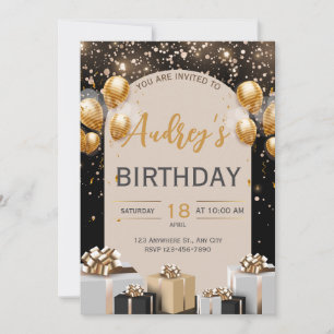 Black Gold Luxury Birthday Einladung