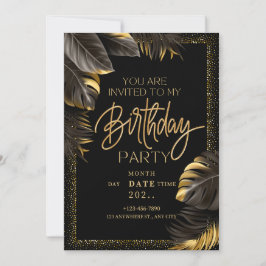 Black Gold Luxury Birthday Party Einladungskarte Einladung