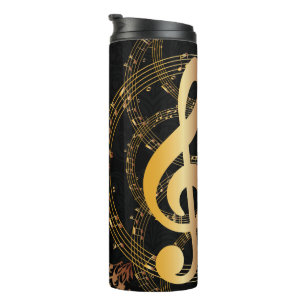 Black Gold Luxury Musiknote Thermosbecher