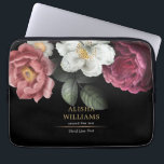 Black Gold Luxury Personalisiert Floral Laptopschutzhülle<br><div class="desc">Luxuriöses Personalisiertes Blumenschwarz-Design. Entsprechende Produkte finden Sie in der Luxury Business Floral Kollektion.</div>