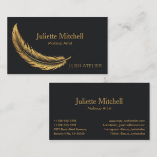 Black & Gold Luxus-Feder-Makeup-Artist Visitenkarte