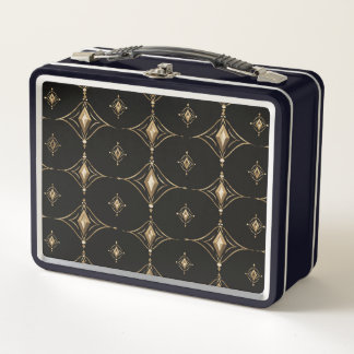 Black & Gold Luxus-Geometrie-Lunchbox Metall Brotdose
