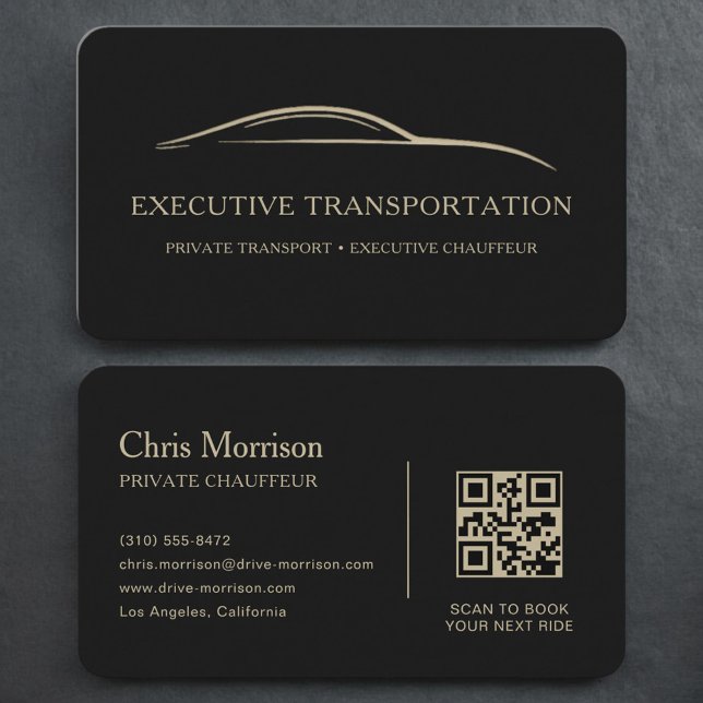 Black Gold Luxus-Transport QR Code Visitenkarte (Von Creator hochgeladen)