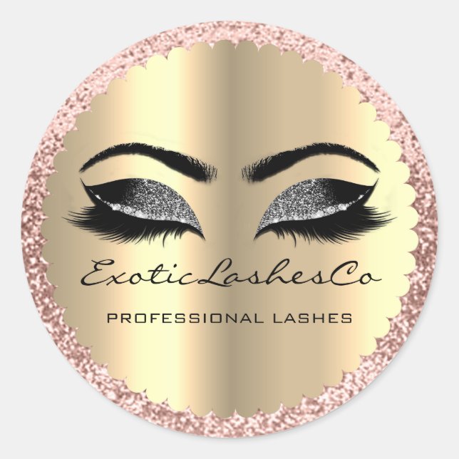 Black Gold Makeup Glitzer Lashes Packaging Rose Runder Aufkleber (Vorderseite)