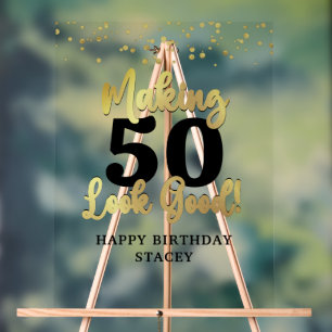 Black Gold Making AGE sehen gut Name Confetti Acrylschild