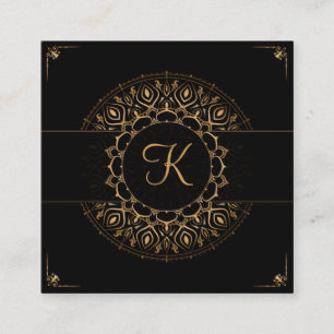 Black Gold Mandala Elegant Yoga Instructor Quadratische Visitenkarte