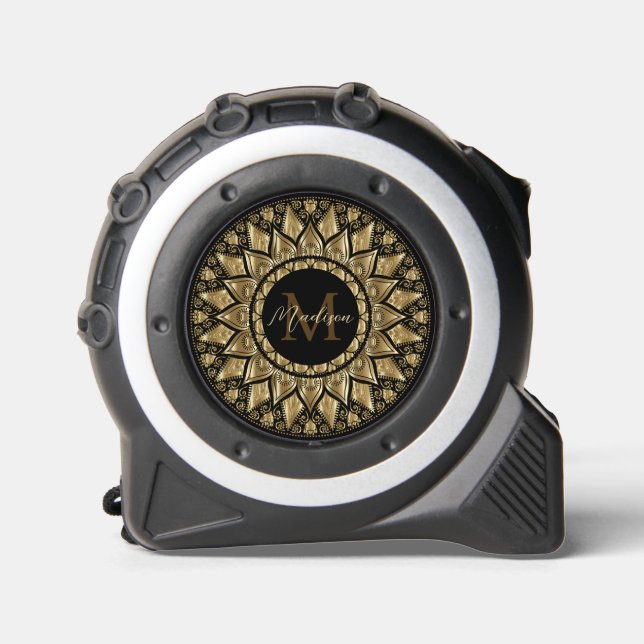 Black & Gold Mandala Maßband (Vorderseite)