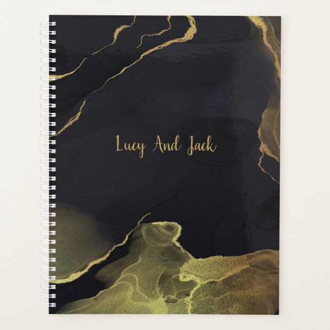 Black & Gold Marble 3 Ring Binder Planer (Vorderseite)