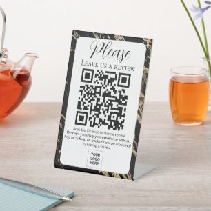Black Gold Marble Verließ uns einen QR-Code zur Üb Sockelschild