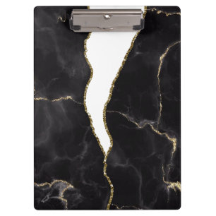 Black Gold Marmor Agate Glam Klemmbrett
