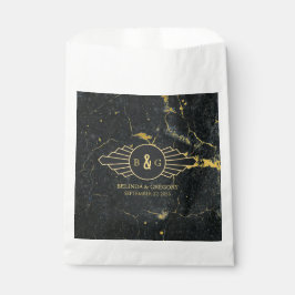 Black Gold Marmor Art Deco Hochzeit Geschenktütchen